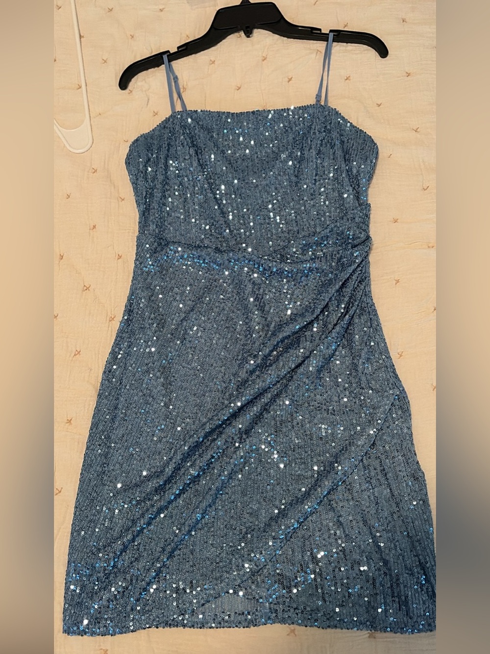 Emerald Sundae Strapless Blue Sequin Cocktail Dress